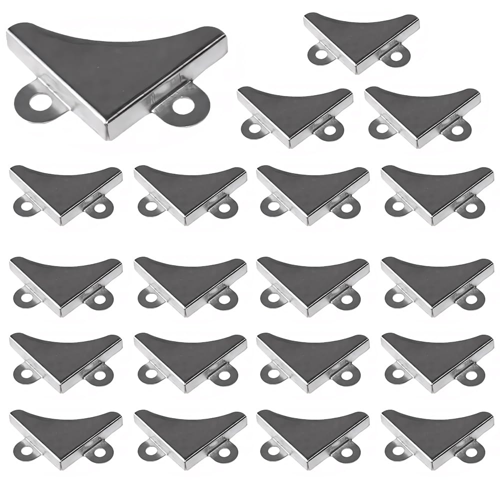ONTRJIYG 20Pcs Mirror Corner Brackets and Fixings - Metal Fastening Clips for Bathroom Glass, Hanging Pictures (20)