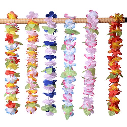 36 Pcs Artificial Hawaiian Leis Party Supplies Garland Pendant Necklace Fancy Dress Hawaii Beach Fun Luau Flowers DIY Decor - Thumbnail 4