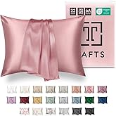 Tafts Pillow Cases - 22mm 100% Pure Mulberry 6A Silk Pillowcase for Hair & Skin with Zipper Closure, Cooling, Natural, Organic, Double Sided Silk Pillow Case (Misty Rose Pink, Queen 20x30 1pc)