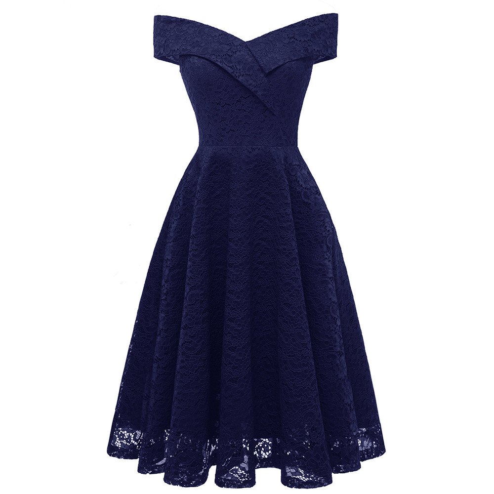 Womens Flare Lace Dress Sexy Off The Shoulder Short Bridesmaid | Desertcart  Aruba