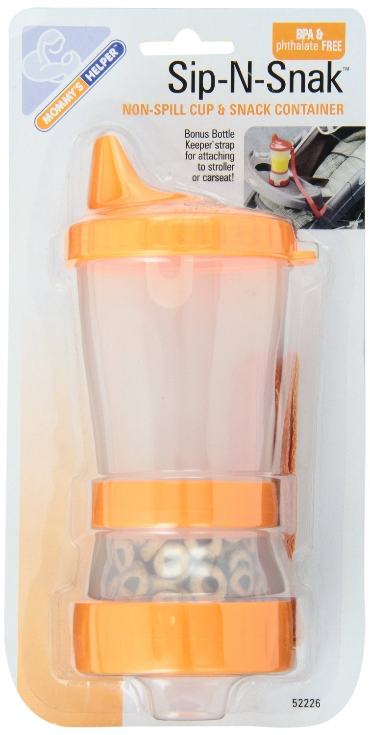 Sip 'N Snak No Spill Cup & Snack Container Orange Baby