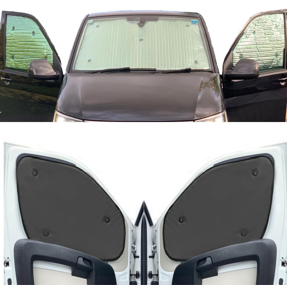 Thermal Blinds Compatible With Mercedes Sprinter (Years 1995-2006) (Front Set) With Backing Colour in Charcoal, Reversible