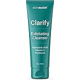 SkinAssist Clarify Exfoliating Face Wash, Facial Cleanser and Face Scrub with Hyaluronic Acid, Vitamins C & E, Panthenol & Allantoin, Gentle Daily Facial Exfoliator Facewash for Women, 4 fl oz