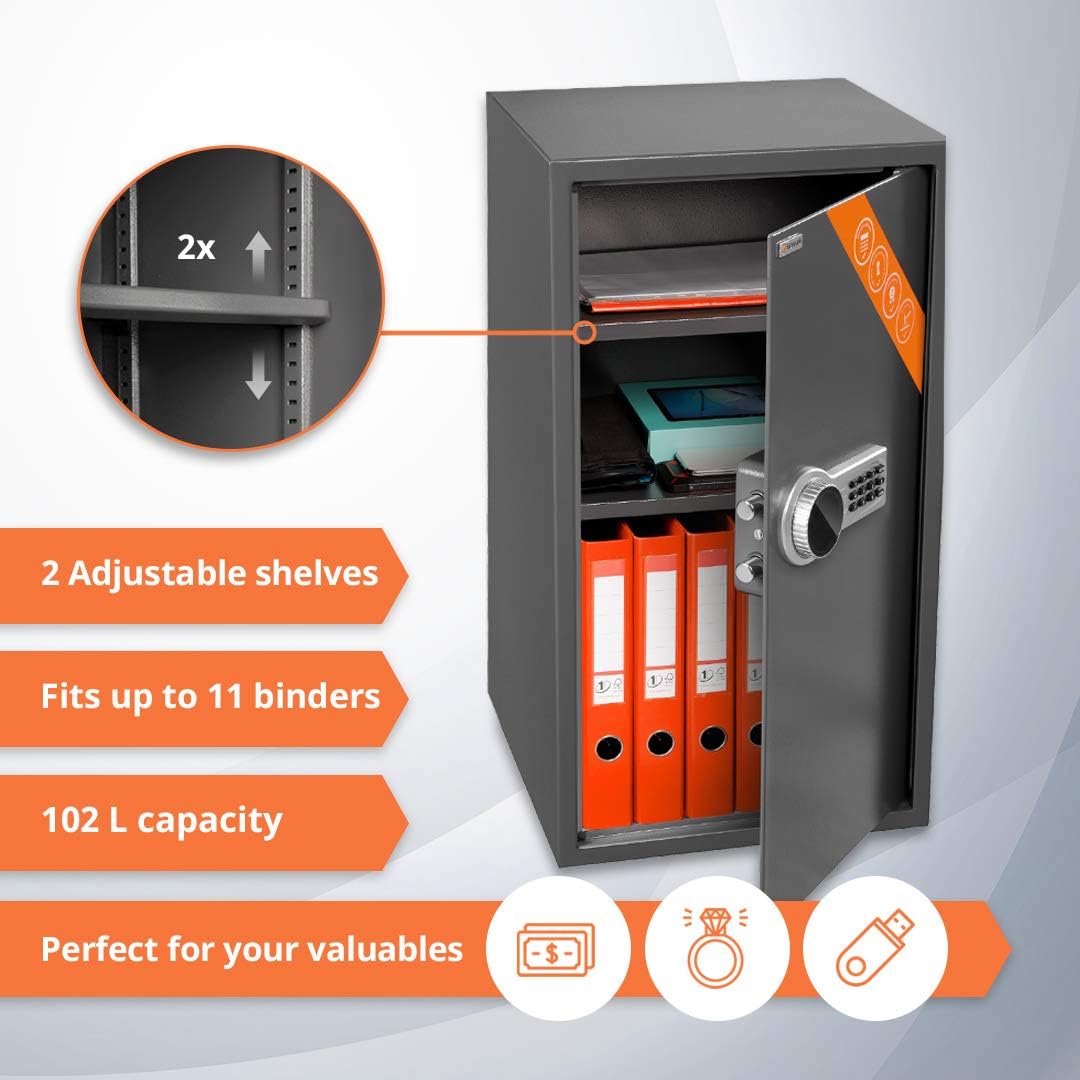 Brihard Business XXL Electronic LCD Safe 73x40x36 cm, Extra Large Electronic Safe with Code, Digital Keypad Lock LCD Screen - Image 4