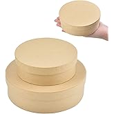 WANDIC Paper Mache Boxes, Set of 2 Small Round Kraft Paper Boxes Papier Mache Boxes with Lids for Saving Accessories Cosmetics Jewelry Gifts