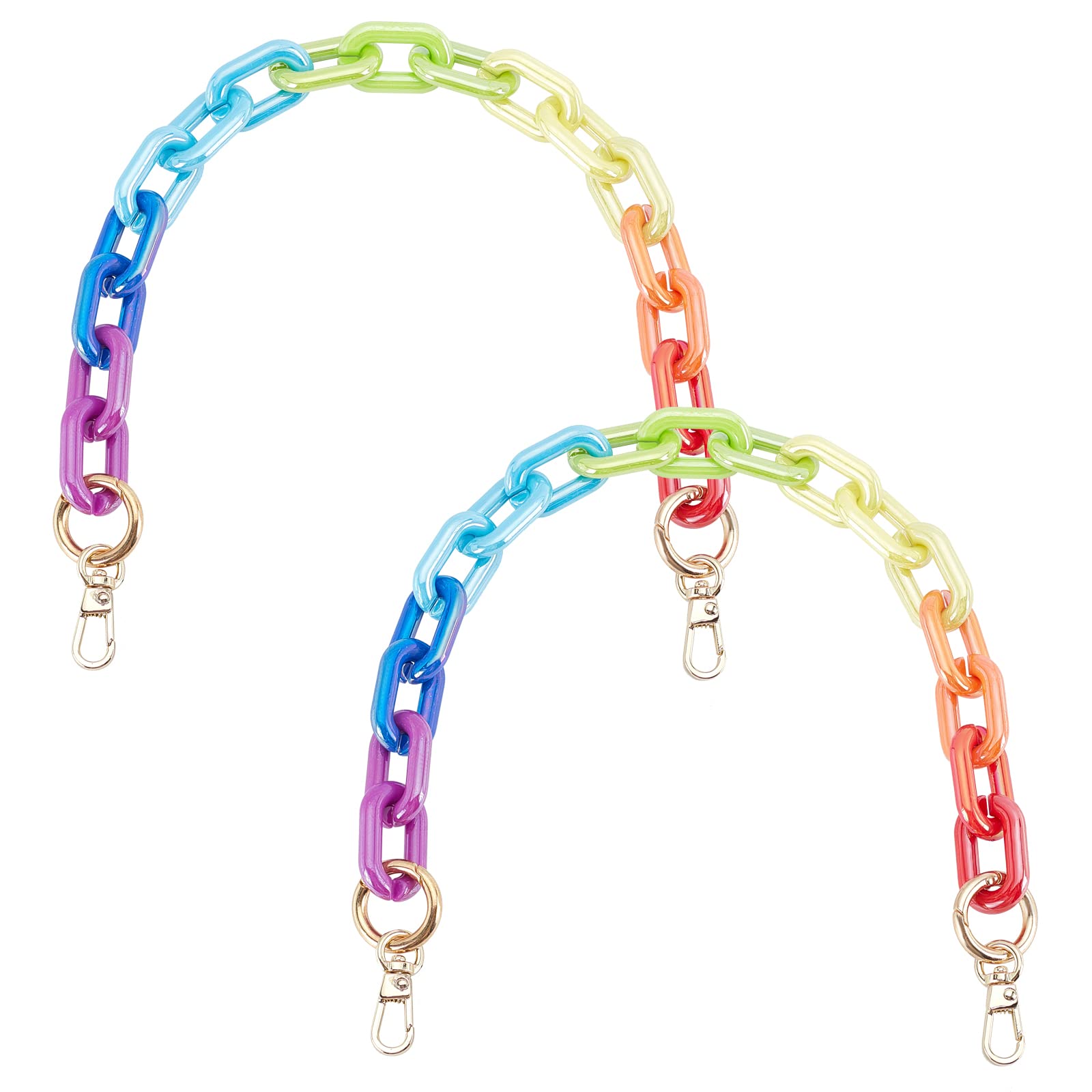 WADORN 2pcs Acrylic Purse Chain Handle, 42cm Colorful Resin Purse Bag Handles Acrylic Handbag Chain Strap with Metal Clasps Shoulder Strap Replacement Bag Decoration Chains Purse Making Accessory