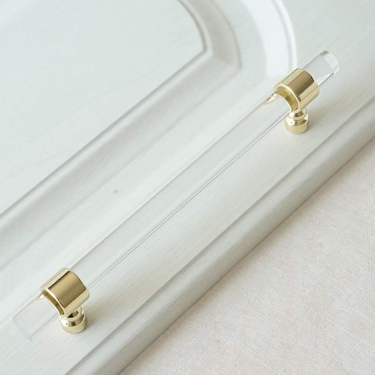 XTZLX Drawer Pull Acrylic Gold Clear Dresser Pulls, Cabinet Hardware Bar Pull Handle, Acrylic Handle -20 Pack,160mm