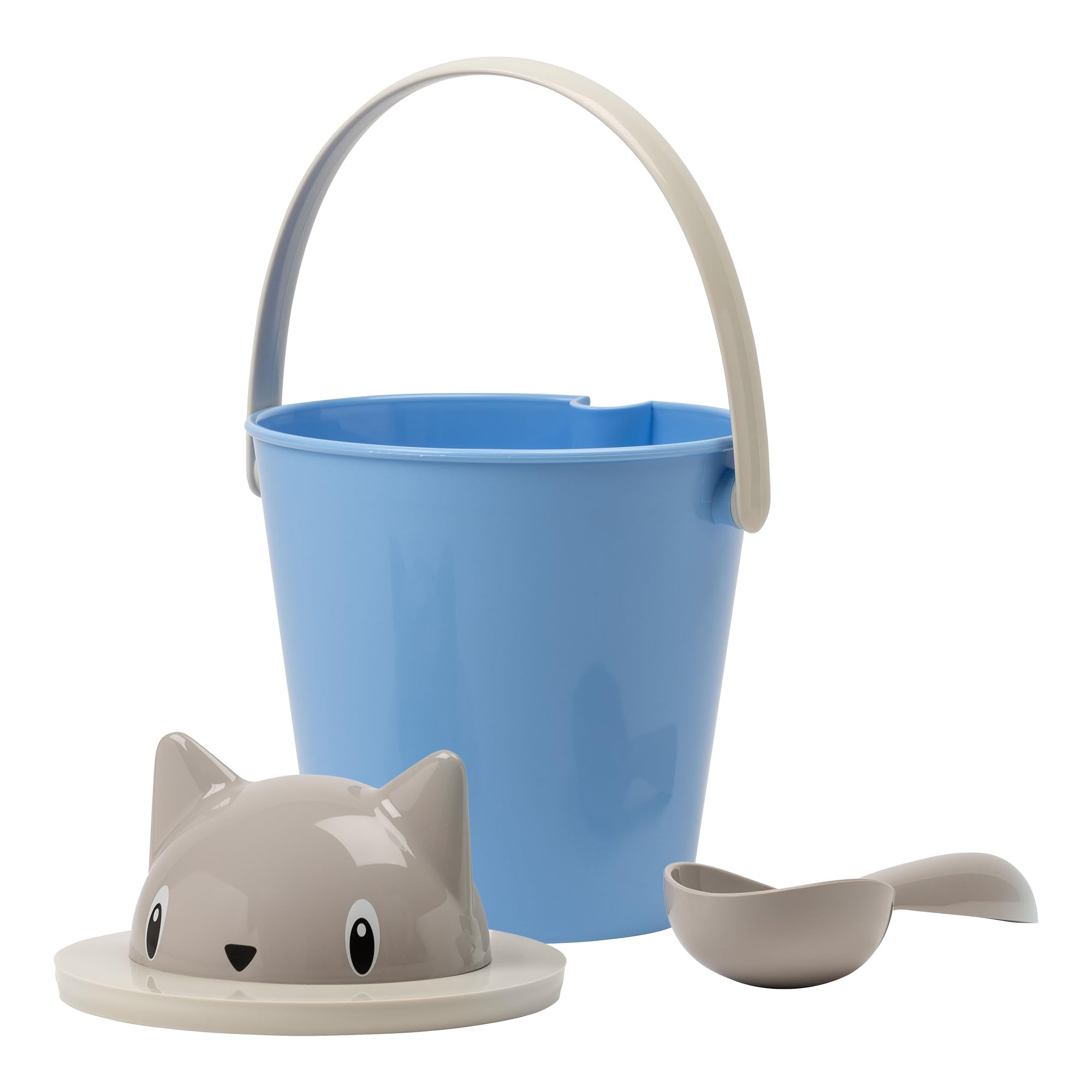 United Pets Crick Cat Food Storage Container with Scoop, Made in Italy, Designer: Stefano Giovannoni, Grey/Light Blue, Cat Food Storage Container