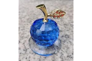LOTOWELZON 50mm/1.97in Base Stand Crystal Apple Figurine Home Decor K9 Crystal Paperweight Ornament Collectible Crafts for Wedding Birthday Christmas (Blue)