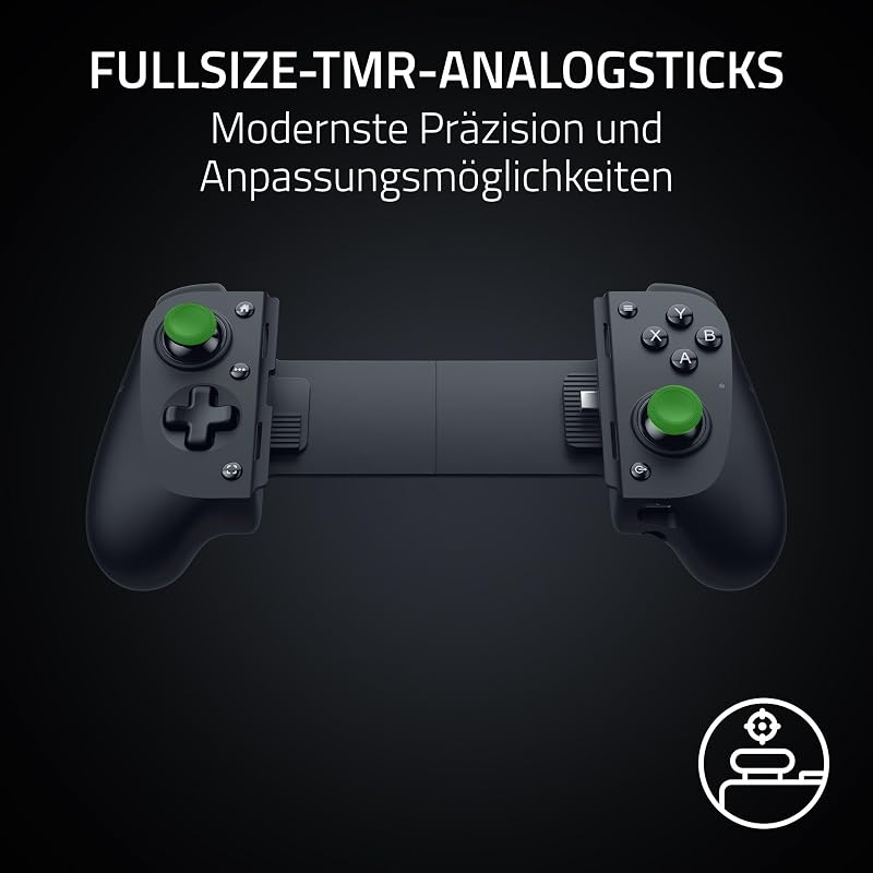 Kishi V3 - Fullsize Mobil-Controller für iPhone und Android Smartphones - USB-C Plug-and-Play - Anti-Drift Analogsticks - 12 Tasten - Sensa HD Haptics - Nexus Game Launcher, Schwarz