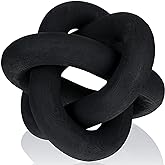 Yalikop 3 Link Wood Knot Decor Rustic Home Décor Accents Hand Carved Coffee Table Decoration, Boho Chain Link Decoration, Modern Shelf, Rustic Objects for Home Living Room Bedroom(Black)