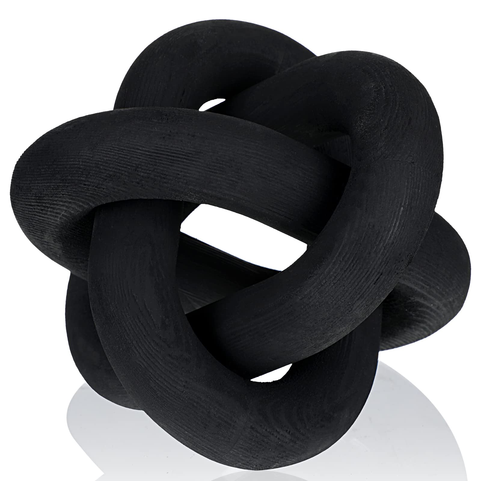 Photo 1 of Yalikop 3 Link Wood Knot Decor - Hand Carved Coffee Table Decoration, Boho Chain Link Decor, Modern Shelf, Rustic Objects for Home Living Room Bedroom(Black)
