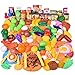 FUN LITTLE TOYS 128 pcs Play Food for Kids Kitchen, Pretend Food Plastic Food Toy for Toddlers