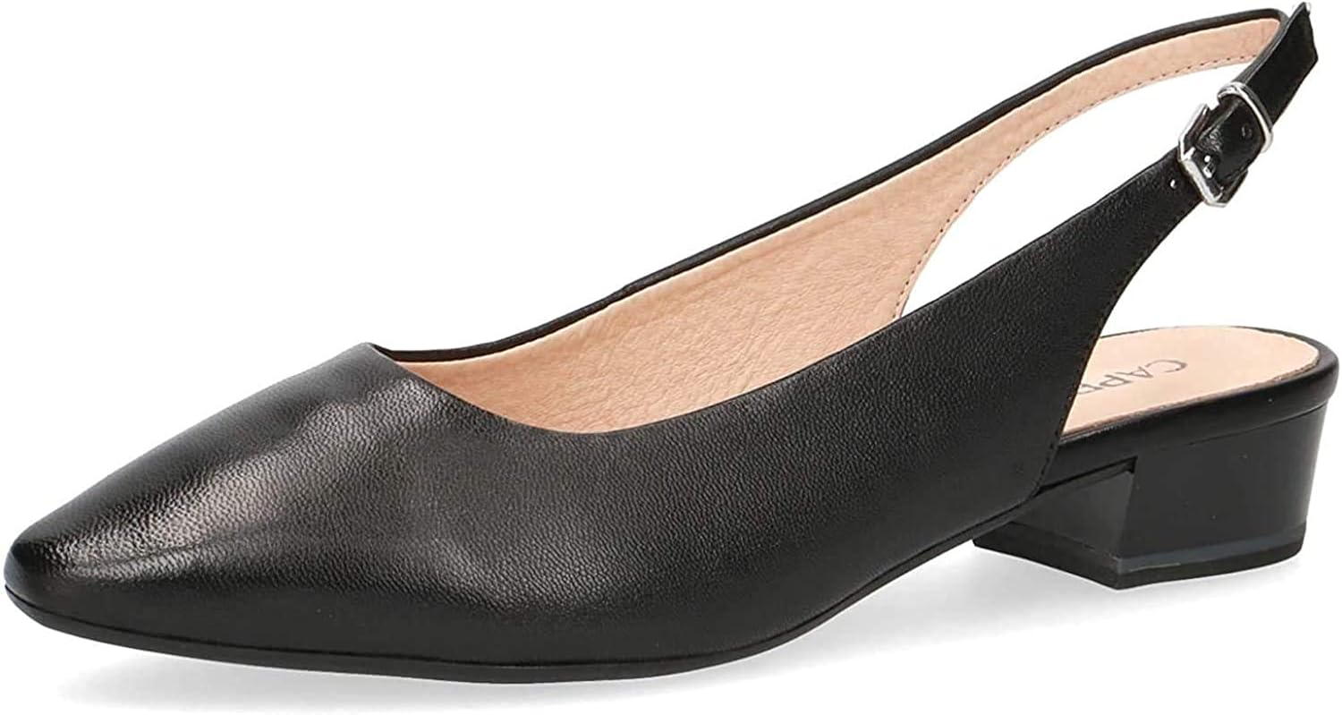 CAPRICE 29403 Black Leather Womens Slingback Shoes Amazon.co.uk Shoes