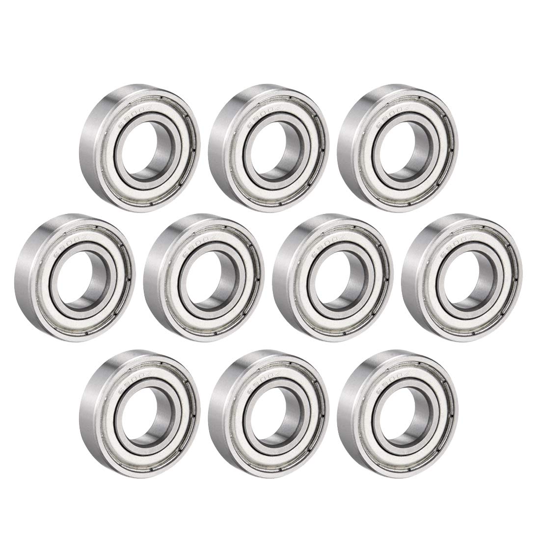 sourcing map Deep Groove Ball Bearing Double Shield 10mm x 22mm x 6mm Chrome Steel Bearings 10pcs