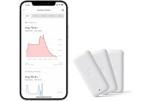 SwitchBot IP65 Indoor Outdoor Hygrometer Thermometer Wireless 3Packs, 394ft Bluetooth Range, Refrigerator Thermometer, Dewpoint/VPD/Absolute Humidity Sensor, 2-Year Battery Life, Free Data Storage