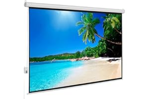 AMZOSS Motorized Projector Screen with Remote Control, 100 Inch 4:3 Auto-Locking Portable Projection Screen, Manual Projector Screen Pull Down for Home Theater Office Classroom TV Usage (80" W x 60" H)