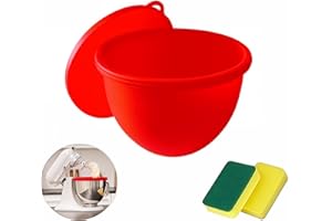 GENERIC Kitchen Silicone Bowl Insert Aid — Silicone Liners for Kitchen Tilt-Head 5 Qt Mixers — Silicone Stand Mixer Bowl Liners with Pour Spout & Lid, Dishwasher & Microwave Compatible (Red 1pcs)