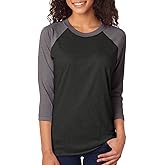 Vintage Black Tri-Blend 3/4 Raglan T-Shirt by Next Level Apparel