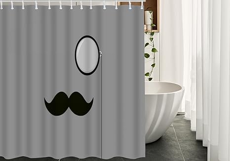 Moslion Funny Shower Curtains Decor Threadless Beard Glasss