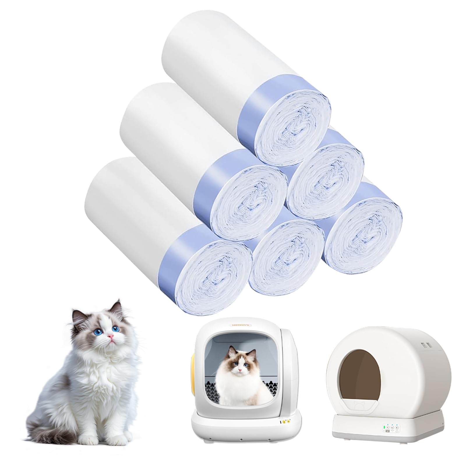 Photo 1 of 120 Count Extra Large Cat Litter Box Liners, Cat Litter Waste Receptacles Bags for MeoWant MW-SC01/MW-SC02/MW-LR01 Self-Cleaning Litter Box