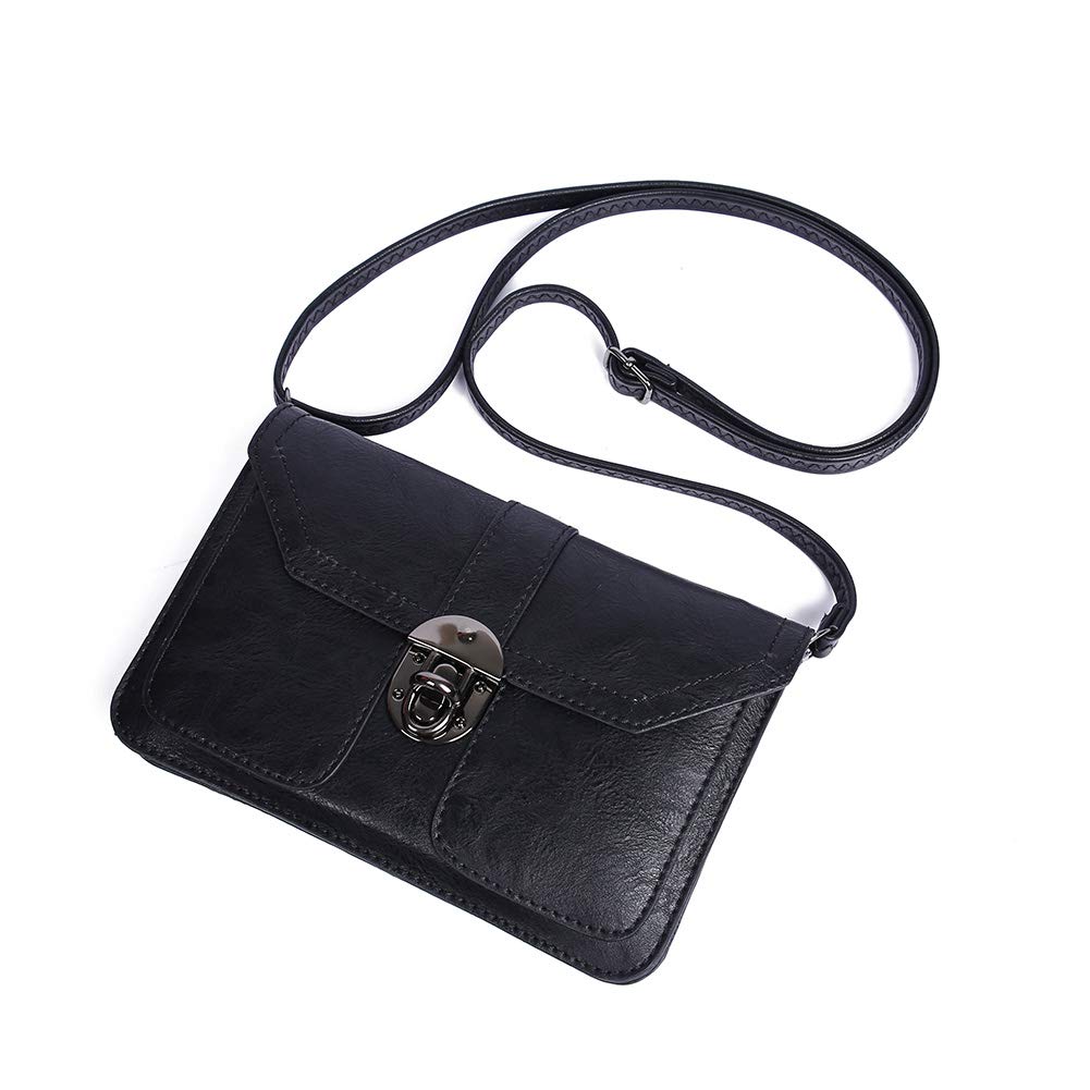 TENXITER Womens Leather Small Crossbody Bags Cell Phone Wallet Purse Bag for Women (Black #)