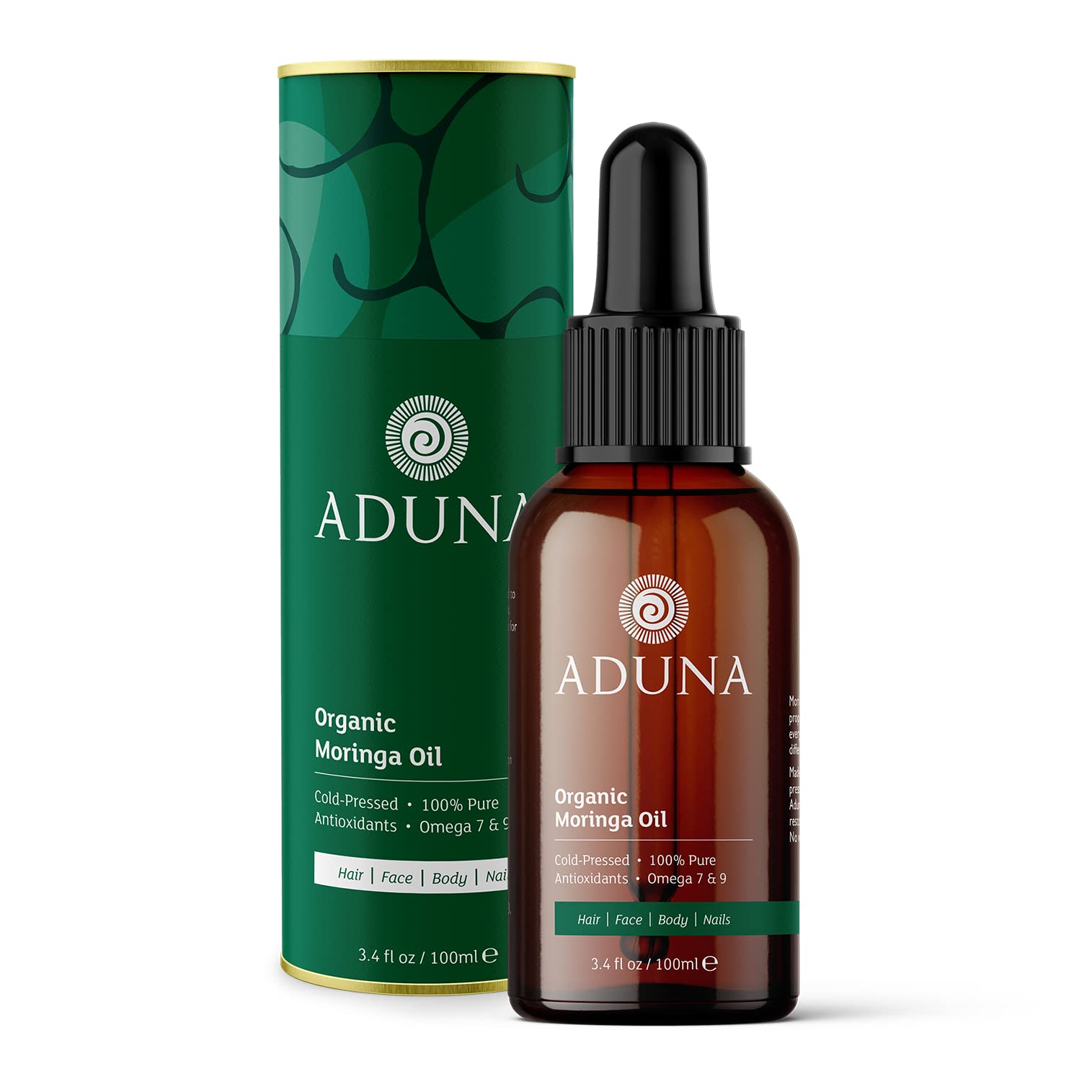 Aduna Organic Moringa Oil | 100% Natural Cold-Pressed for Skin, Hair & Nails | Multi-Purpose Moisturising Beauty Oil With Antioxidants & Emollients | Lightweight & Fast-Absorbing | 100ml