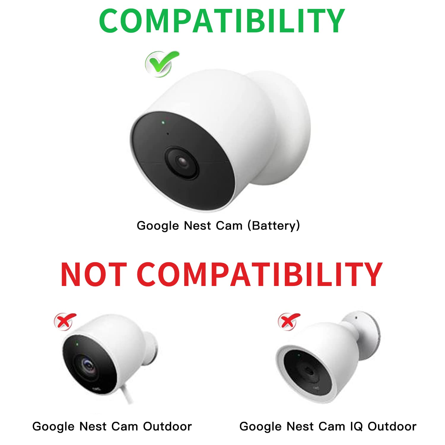 Power Adapter for Google Nest Cam (Battery), with 16.4Ft/5m Weatherproof Charging Cable Continuously Power Your Nest Cam (Battery) - White