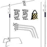 K&F CONCEPT Heavy Duty C Stand 10.8ft/330cm with Holding Arm Carry Bag Sandbag, 2*Grip 1* Sandbag Head Stainless Steel Photog