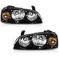 PIT66 Headlights Assembly, Compatible with Hyundai Elantra 2004 2005 2006 Left and Right Side Clear Lens Black Housing Front Corner Headlight Headlamps