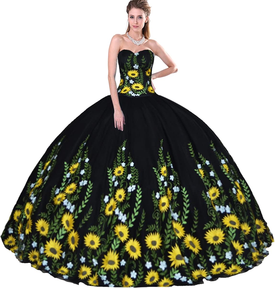 black quince dresses with flowers