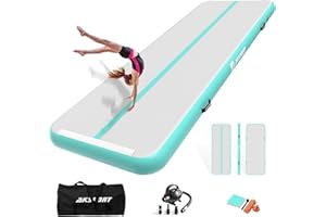 AKSPORT Inflatable Gymnatsics Mat Tumble Track 10ft 13ft 16ft 20ft 23ft Air Tumbling Mat with Air Pump for Home Use/Training/Cheerleading/Yoga