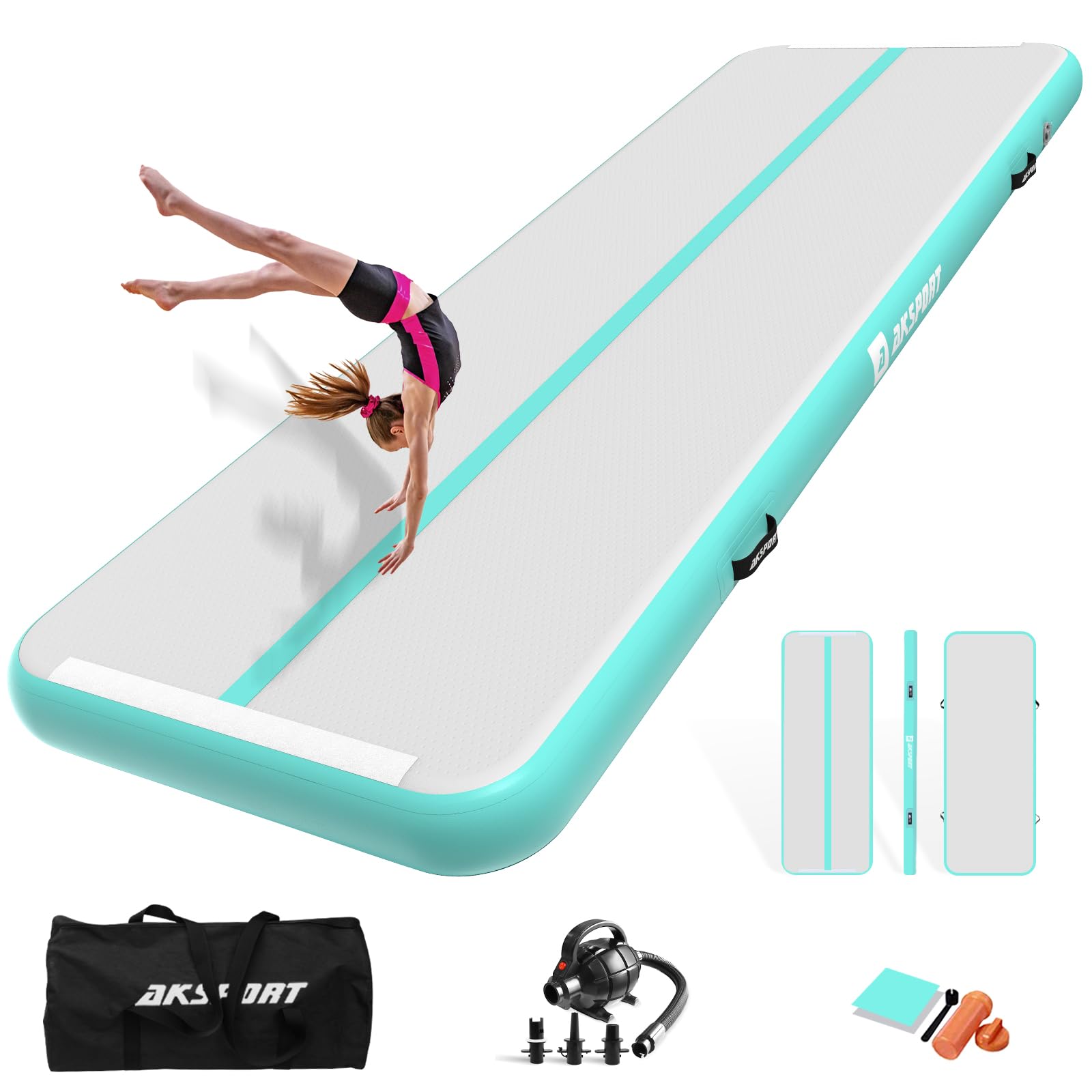AKSPORT Gymnastic Inflatable Tumbling Mat,Training Mat for Exercise with Air Pump Image