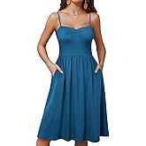 YIOYOLA Sundresses for Women 2025 with Pockets Sleeveless Spaghetti Strap Aline Summer Dresses