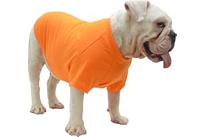 Lovelonglong Bulldog Clothes Dog Clothing Blank T-Shirt Tee Shirts for French Bulldog English Bulldog American Pit Bull Pugs 100% Cotton Skin Care Orange B-M