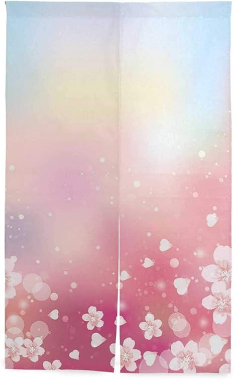 Amazon 北欧 暖簾 のれん 桜柄 ピンク 和風 花柄 かっこいい 暖簾分け ベージュホワイト キッチン用 のれん オンライン通販
