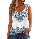 ETCYY NEW Womens Tank Tops 2025 Summer T Shirts V Neck Sleeveless Casual Loose Blouses