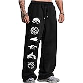 SOLY HUX Men's Graphic Sweatpants Drawstring Elastic Waist Baggy Straight Leg Pants Streetwear