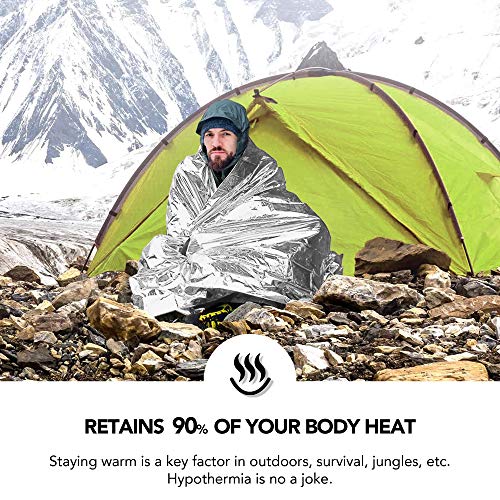 RISEN Emergency Foil Mylar Thermal Blankets (8 Pack) - Retains 90% of Body Heat, High Reflective Space Safety Blanket - Ideal Supply for Survival, Outdoors, Camping, Hiking, Marathons or First Aid - Thumbnail 2