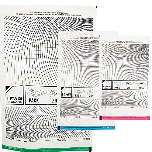 Lewis N. Clark Reusable Space Saver Compression Bags for Storage, Travel, Camping, Laundry, Pillows, Blankets + More, 3 pack (1 Med, 1 Lrg, 1 XL), Clear