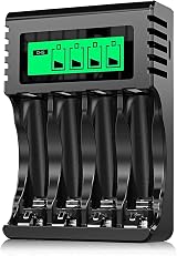 POWEROWL 4-Slot AA AAA Battery Charger with LCD Display 5V 2A Independent