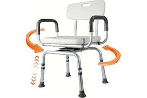 Swivel Shower Chair for Seniors,Shower Chair Seat with Arms & Back,Heavy Duty 360 Degree Bathtub Chair Shower Bench for Senio