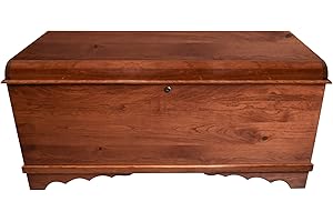 RUSTIC RED DOOR CO. Rustic Red Door Cedar Hope Chest with Waterfall Top, Amish Made Wooden Storage Trunk Box for Bedroom, Anti-Slam Hinges and Lock, 36", Rustic Cherry Wood, Washington Cherry or W. Cherry Stain