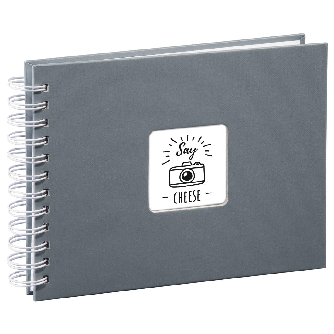 Hama 00002111 Photo Album with 50 White Pages 25 Sheets, with Cut-Out for Insertable Picture, Grey, 24 x 17 cm