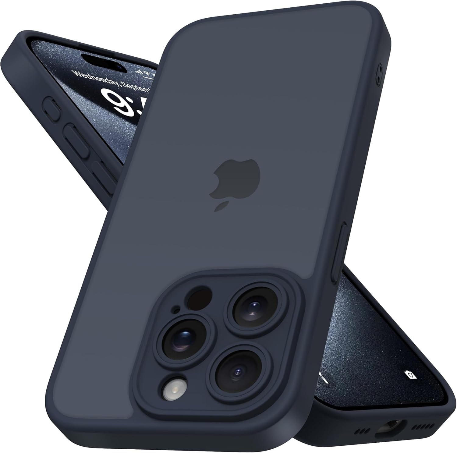 Mootobo for iPhone 15 Pro Case 6.1-Inch, Matte Shockproof Bumper Phone Cover, Military-Grade Protection Ultra Slim 360°Full Body Frosted Translucent Back Phone case for iPhone 15 Pro (Deep Blue) — image 1