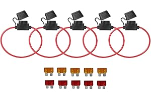 KOLACEN Automotive Car Truck in-line 18 Gauge Fuse Holder for Regular Standard Blade Type Fuse 5 Pieces + 10 Pieces Standard 