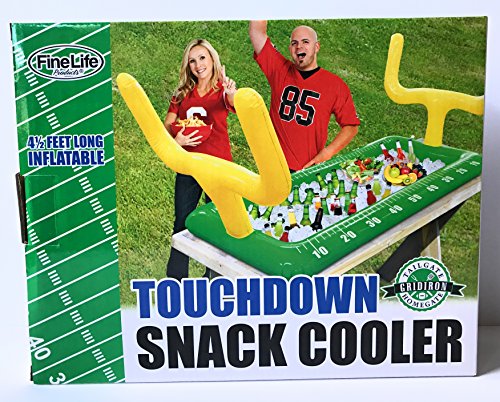 Inflatable Football Party Pack - Inflatable Football Goal Post 54 inch Height With Inflatable Ball PLUS Inflatable Touchdown Snack Cooler