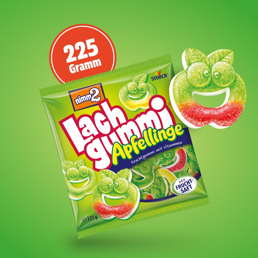 nimm2 Lachgummi Apfellinge, saures Fruchtgummi mit Vitaminen - 1 x 225 g 2