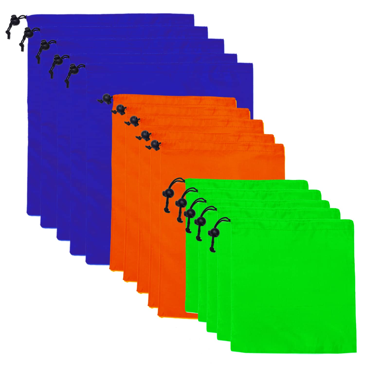 15packs Drawstring Bag String Bag - 3Size Nylon Cinch Gym Drawstring Ditty Stuff Sack, Jarler Storage Pouch with Toggle for Travel, Shoes (15, multicolor)