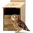 WildYard Owl House Real Wood - Easy to Hang - Prebuilt Owl Box for Outside - Houses Owls & Kestrels - Cedar Shavings & Screws Included - Owl Nesting Box, Barn Owl, Screech Owl Houses for Outdoors